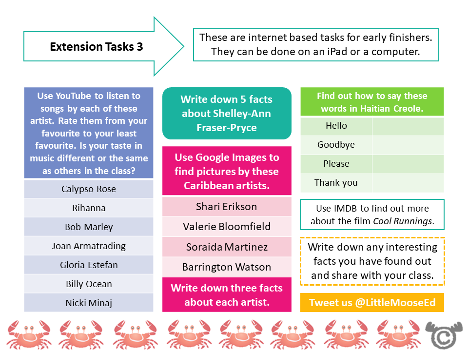 Extension tasks from Caribbean Social Studies pack, Second Level