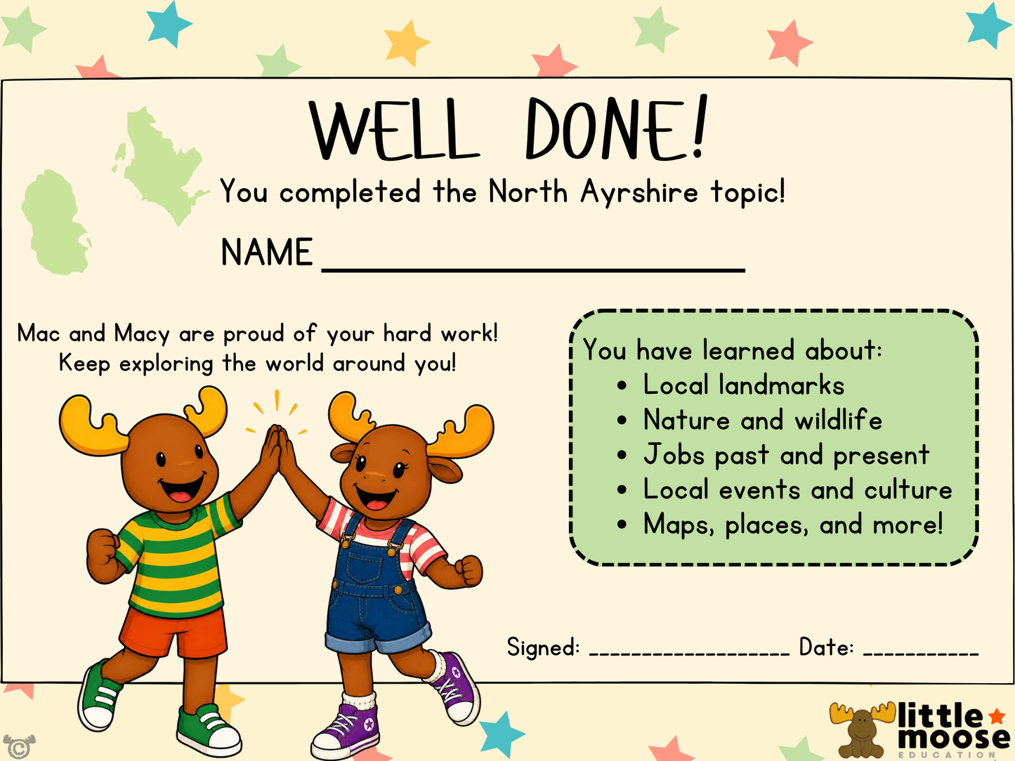 Certificate from My Area – North Lanarkshire Social Studies pack, First Level