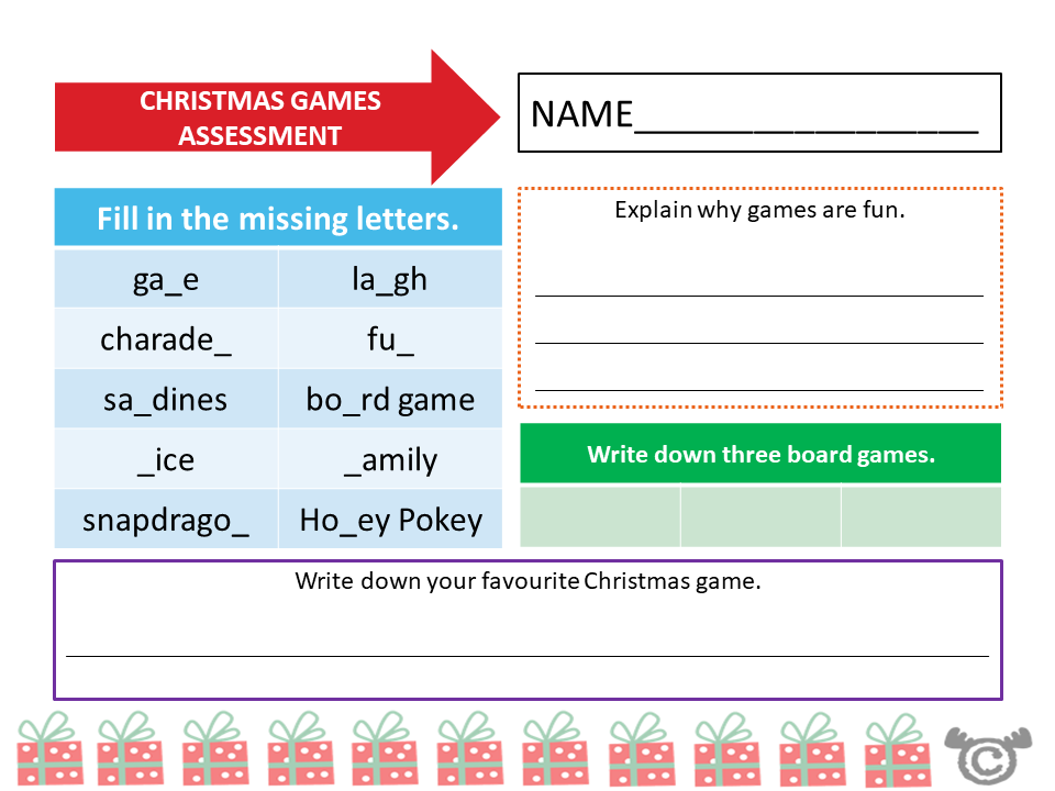 Assessment task from Christmas Social Studies pack, Early Level