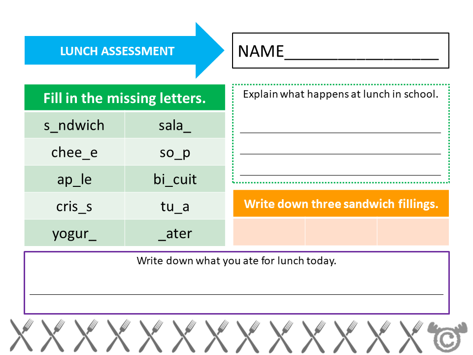 Assessment task from Food and Meals Social Studies pack, Early Level