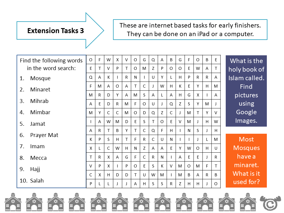 Extension tasks from Religious Buildings RME pack, Second Level
