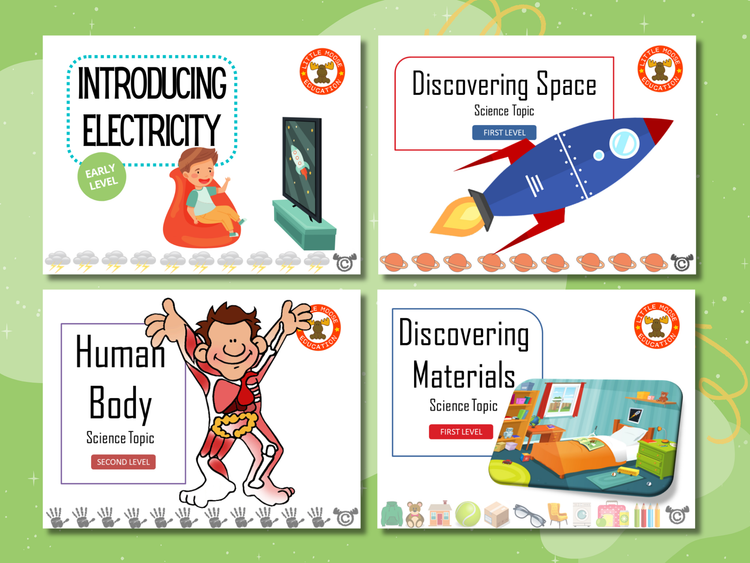 Explore Science digital topic pack collection graphic showing examples of covers such as Electricity, Space, and Plants, fully aligned with Scotland’s Curriculum for Excellence.