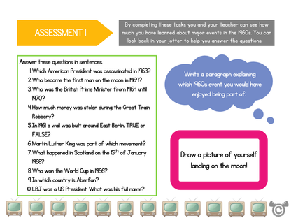 Assessment tasks from 1960s Social Studies pack, First Level