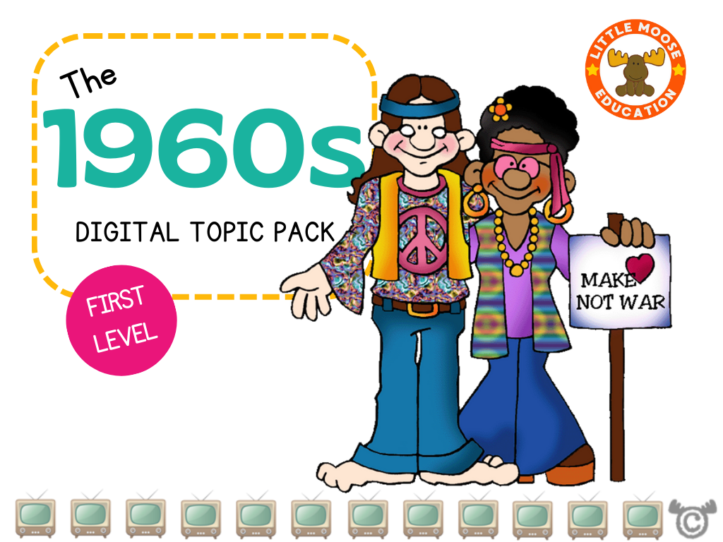 1960s digital topic pack front cover, Social Studies First Level, Curriculum for Excellence