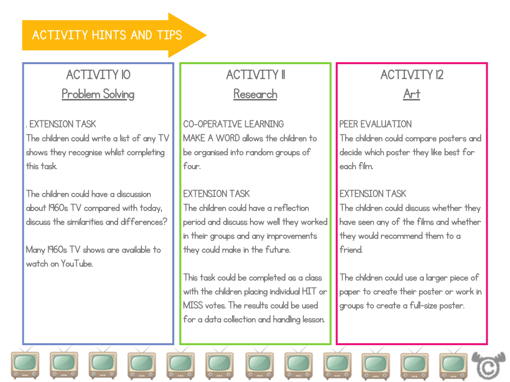 Teaching hints and tips page from 1960s Social Studies pack, Second Level