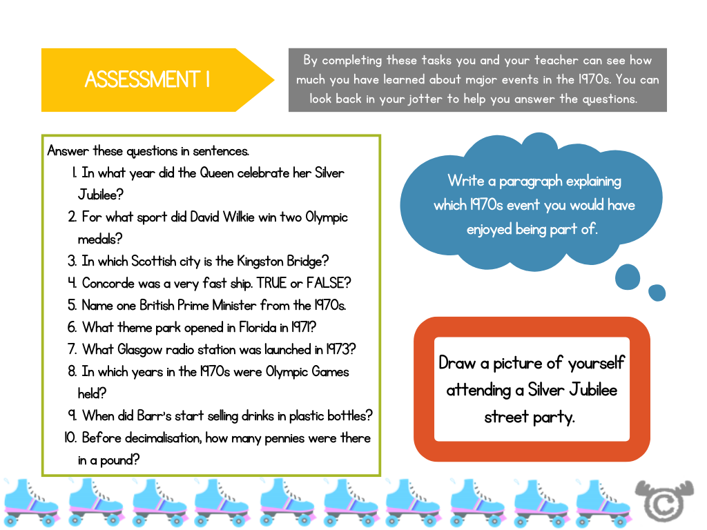 Assessment tasks from 1970s Social Studies pack, First Level