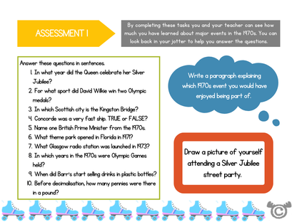 Assessment tasks from 1970s Social Studies pack, First Level