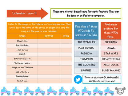 Extension tasks from 1970s Social Studies pack, Second Level
