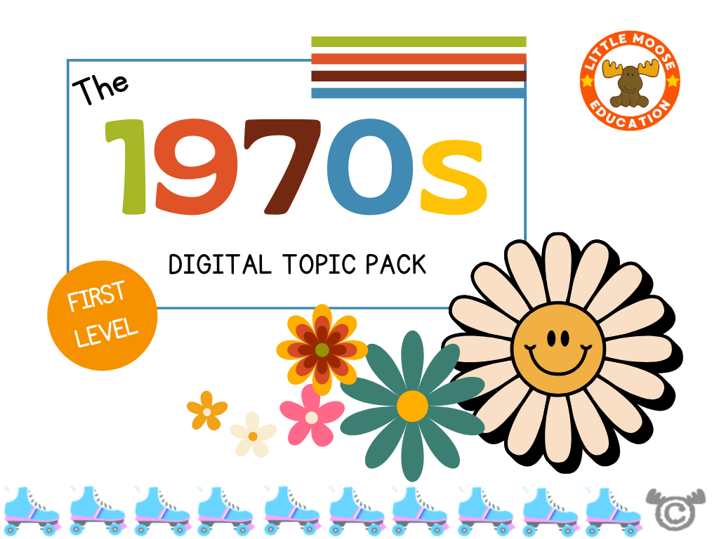 1970s digital topic pack front cover, Social Studies First Level, Curriculum for Excellence
