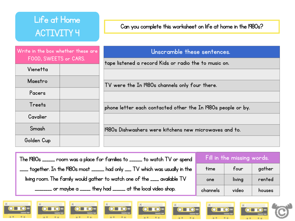 Worksheet activity from 1980s Social Studies pack, First Level
