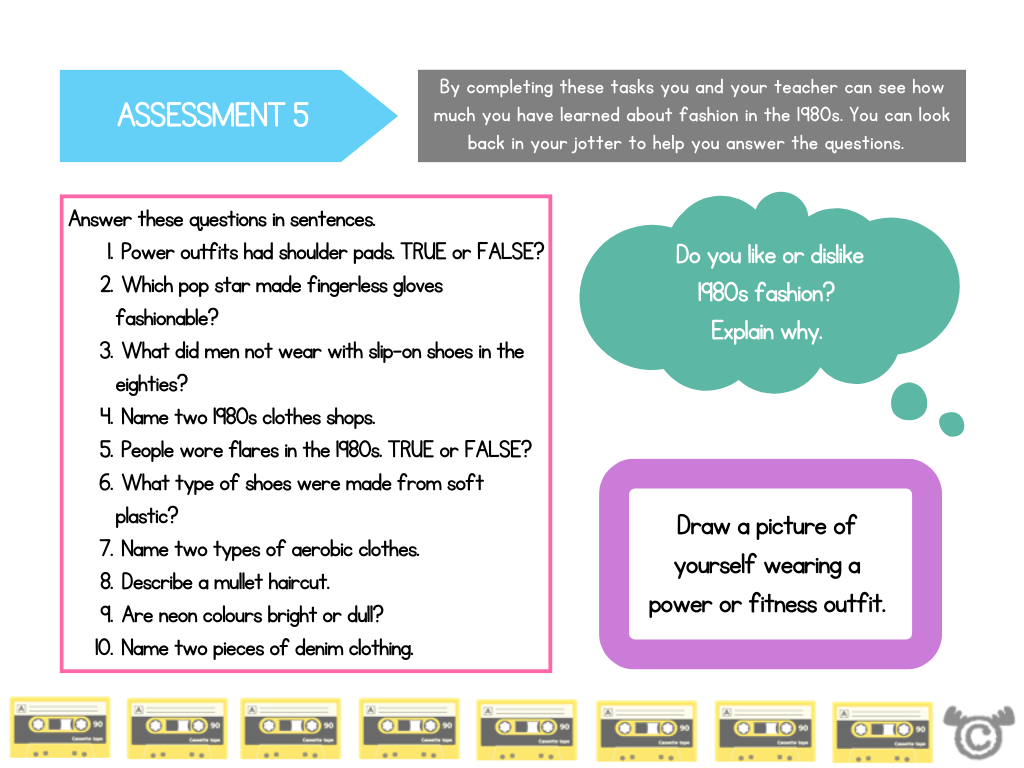 Assessment task from 1980s Social Studies pack, First Level