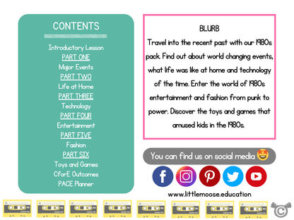 Contents page from 1980s Social Studies pack at Second Level