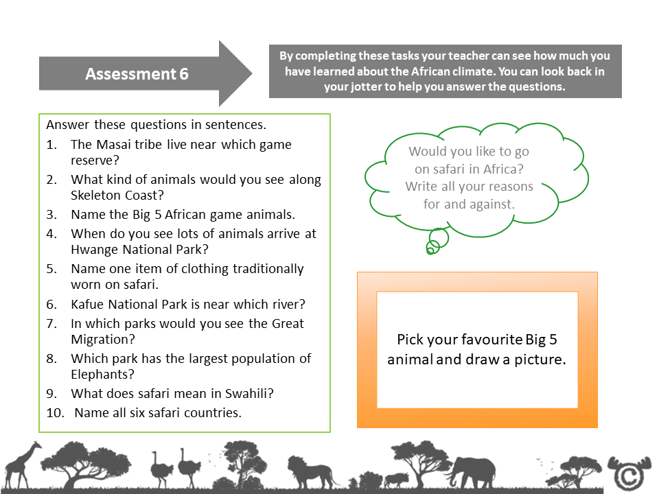 Assessment task from Africa Social Studies pack, Second Level