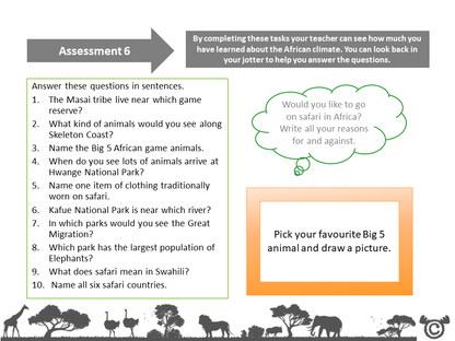 Assessment task from Africa Social Studies pack, Second Level