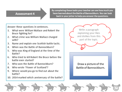 Assessment task from Bannockburn Social Studies pack, Second Level