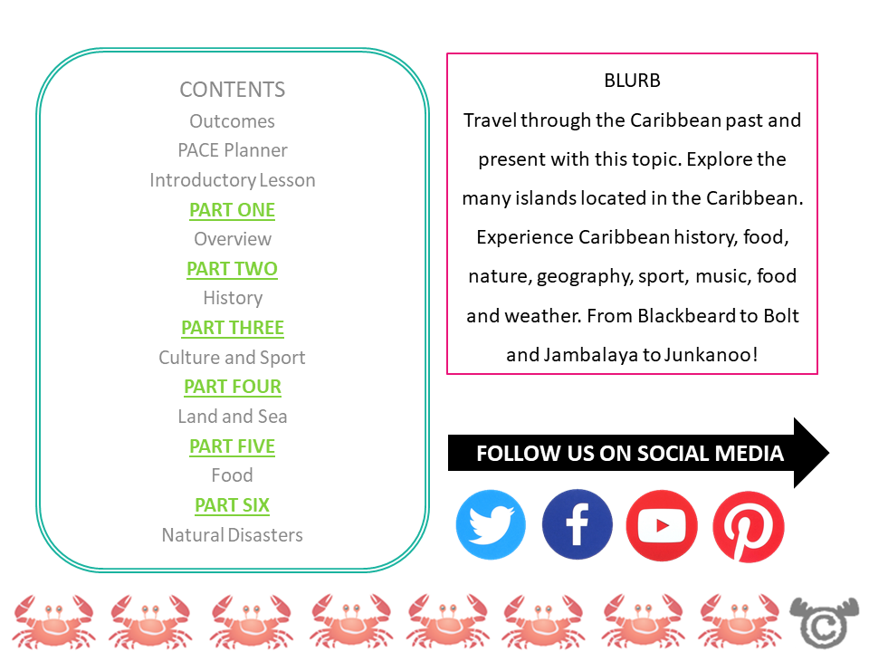 Contents page from Caribbean Social Studies pack at Second Level
