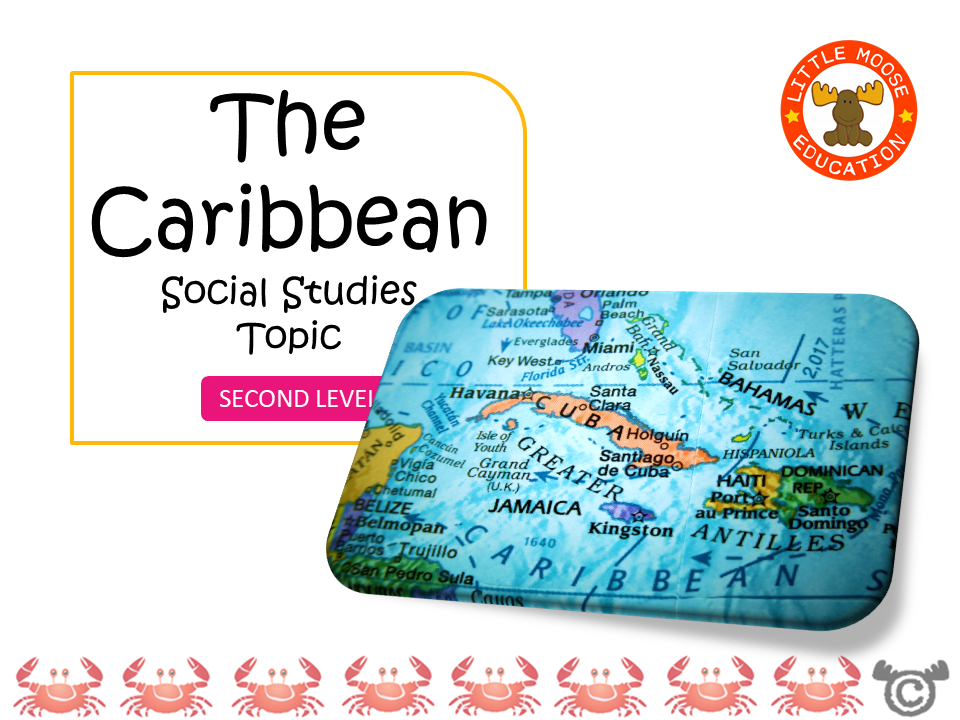 Caribbean digital topic pack front cover, Social Studies Second Level, Curriculum for Excellence