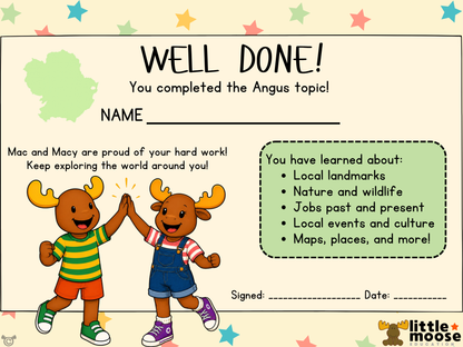 Certificate My Area – Angus Social Studies pack, First Level