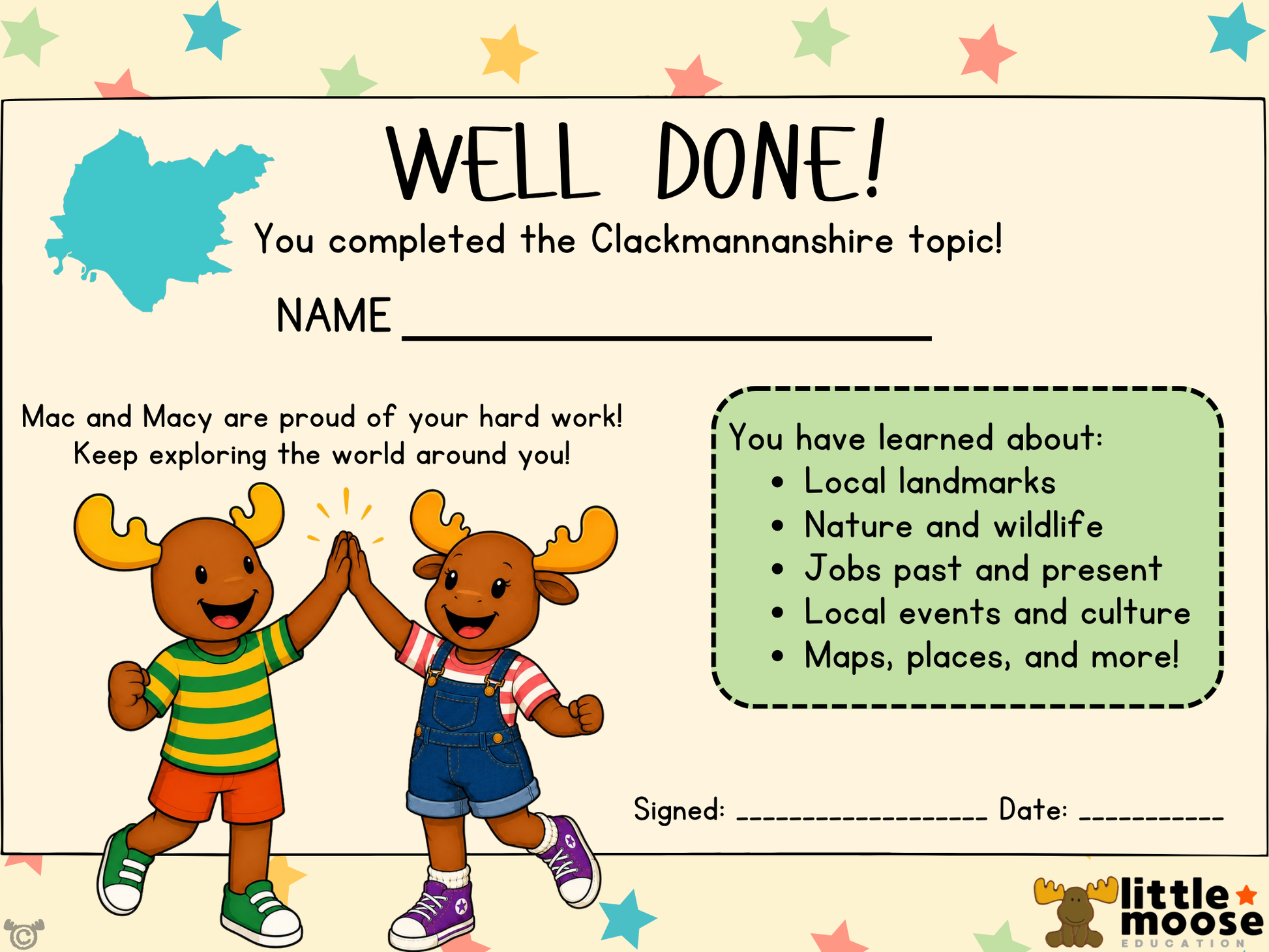Certificate from My Area – Clackmannanshire Social Studies pack, First Level