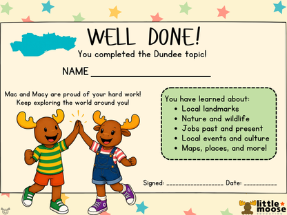 Certificate from My Area – Dundee Social Studies pack, First Level