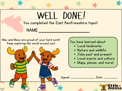 Certificate from My Area – East Renfrewshire Social Studies pack, First Level
