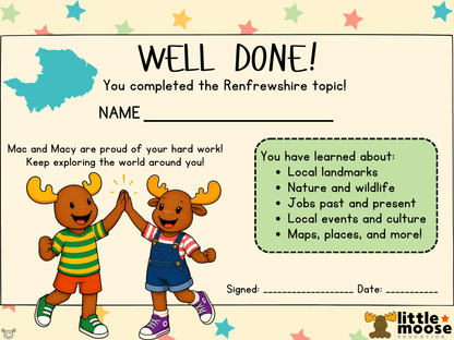Certificate from My Area – Renfrewshire Social Studies pack, First Level