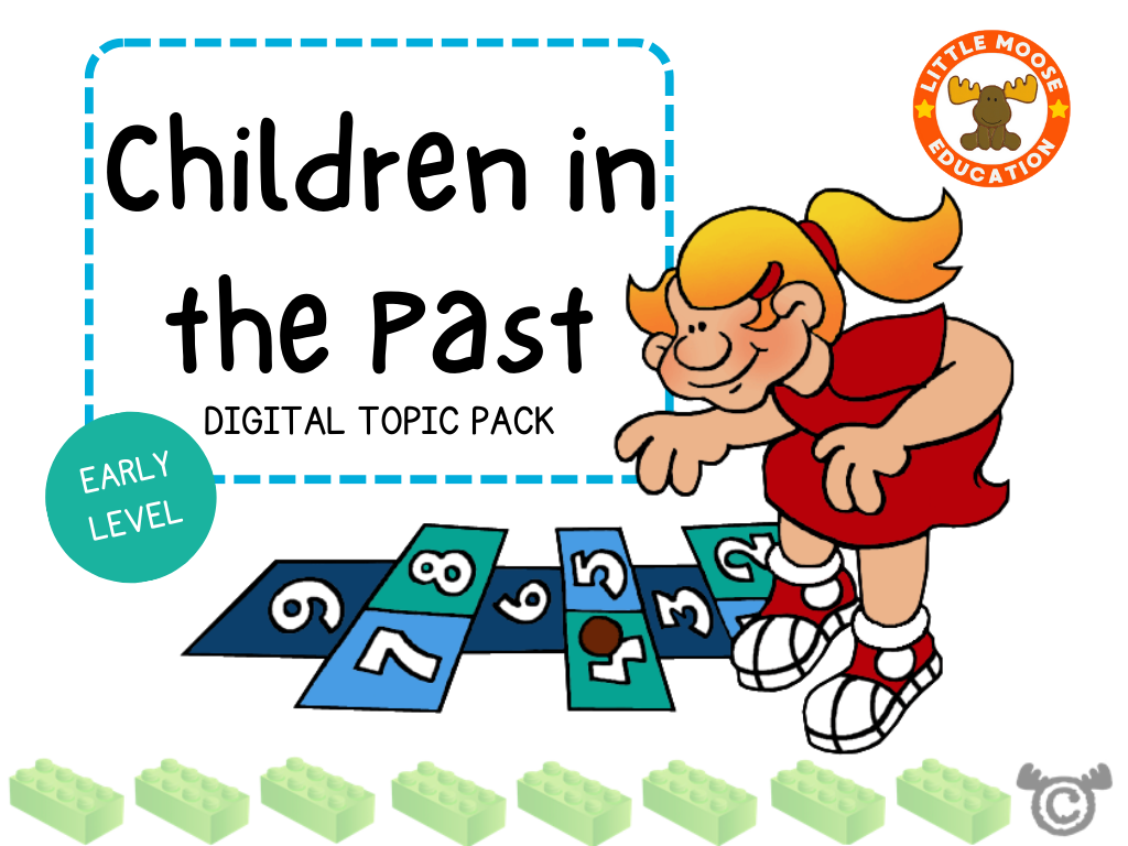 Children in the Past digital topic pack front cover, Social Studies Early Level, Curriculum for Excellence