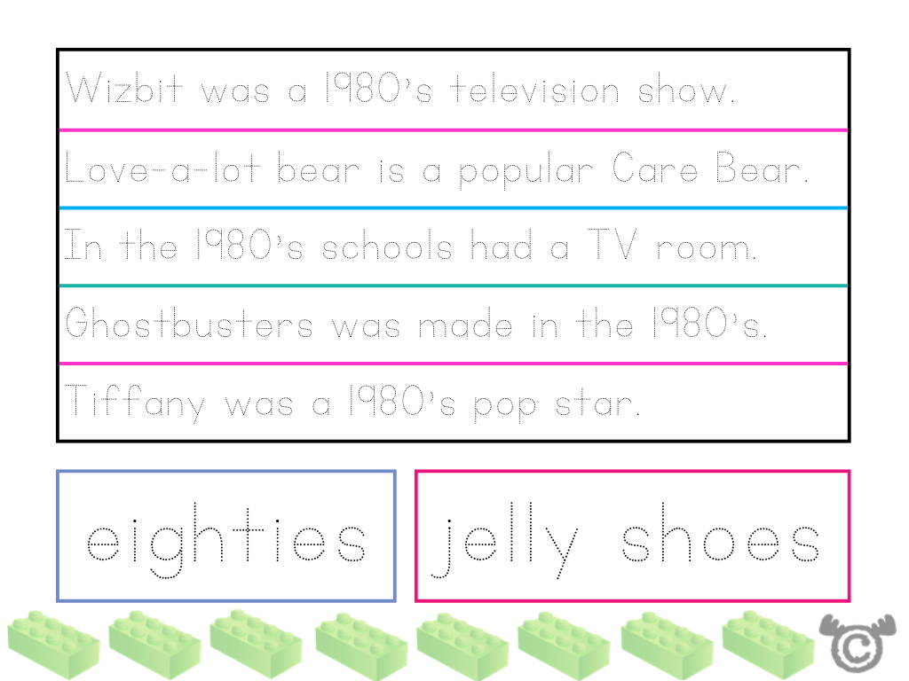 Handwriting activity from Children in the Past Social Studies pack, Early Level
