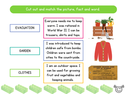 Matching activity from Children in the Past Social Studies pack, Early Level