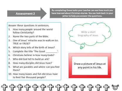 Assessment task from Christianity RME pack, Second Level