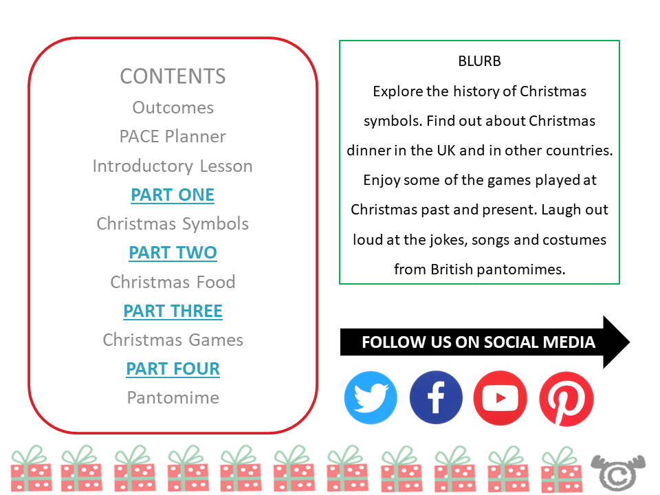 Contents page from Christmas Social Studies pack at Early Level