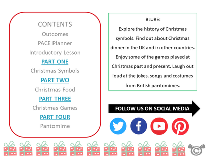 Contents page from Christmas Social Studies pack at Early Level