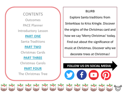 Contents page from Christmas Social Studies pack at First Level