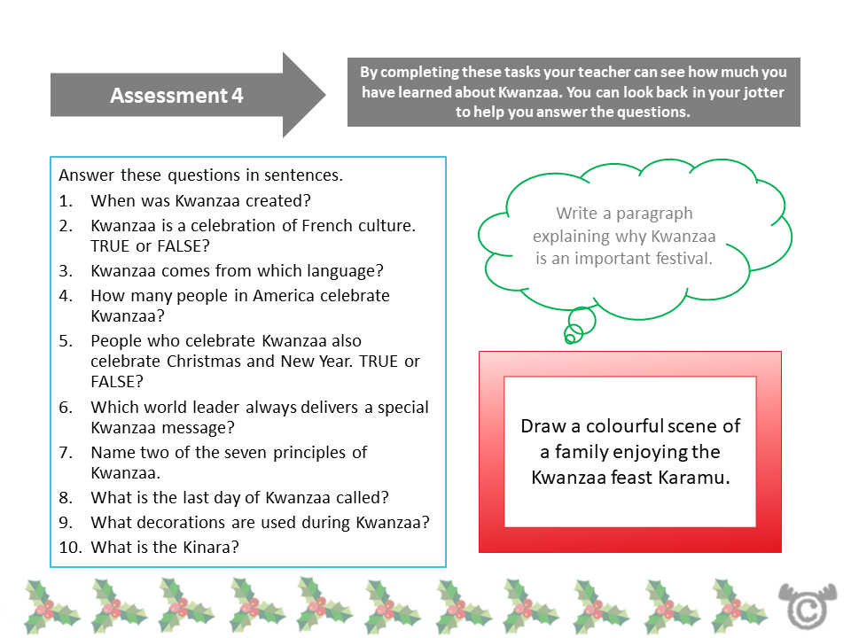 Assessment task from Christmas Social Studies pack, Second Level
