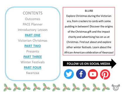 Contents page from Christmas Social Studies pack at Second Level