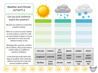 Matching activity from Climate Zones Social Studies pack, First Level