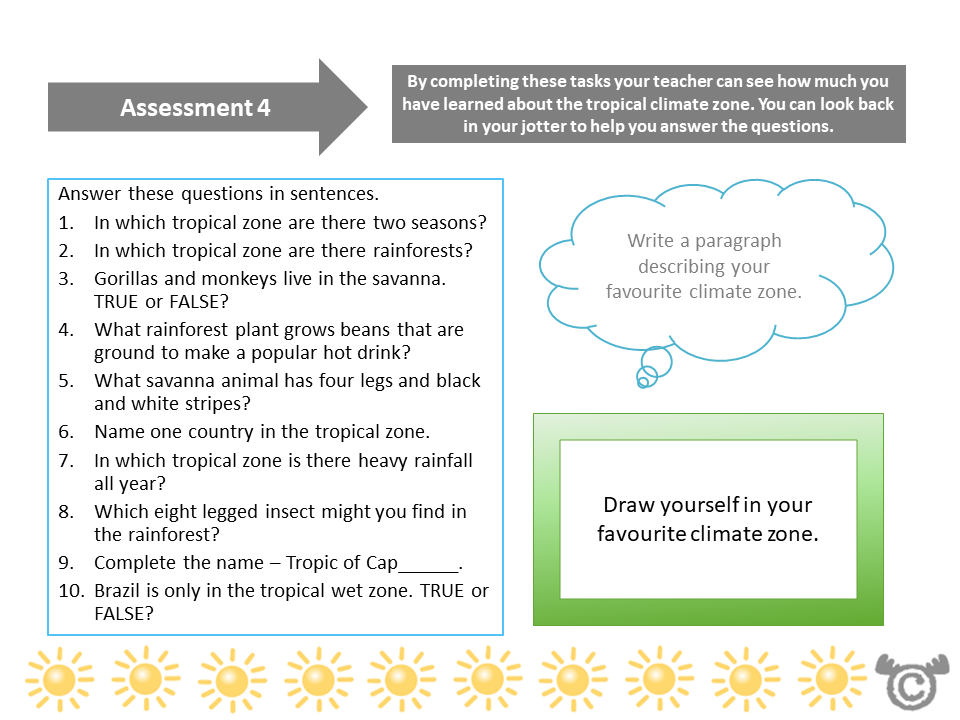 Assessment task from Climate Zones Social Studies pack, First Level