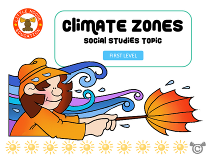 Climate Zones digital topic pack front cover, Social Studies First Level, Curriculum for Excellence