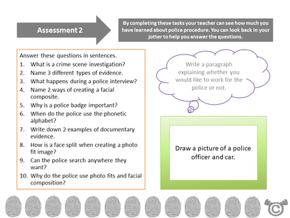Assessment task from Cops and Robbers Social Studies pack, Second Level