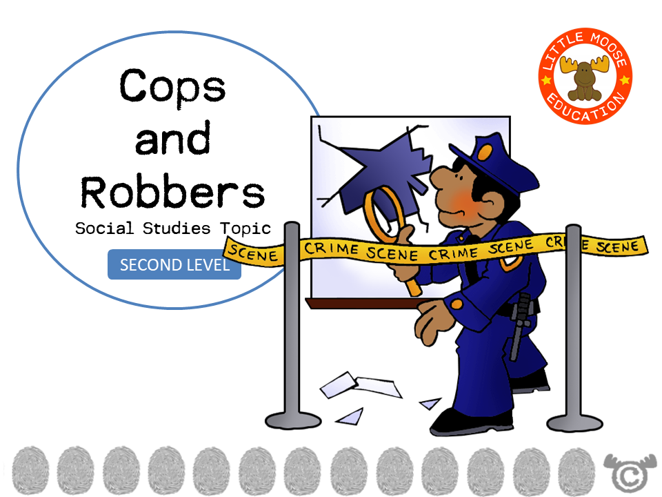 Cops and Robbers digital topic pack front cover, Social Studies Second Level, Curriculum for Excellence