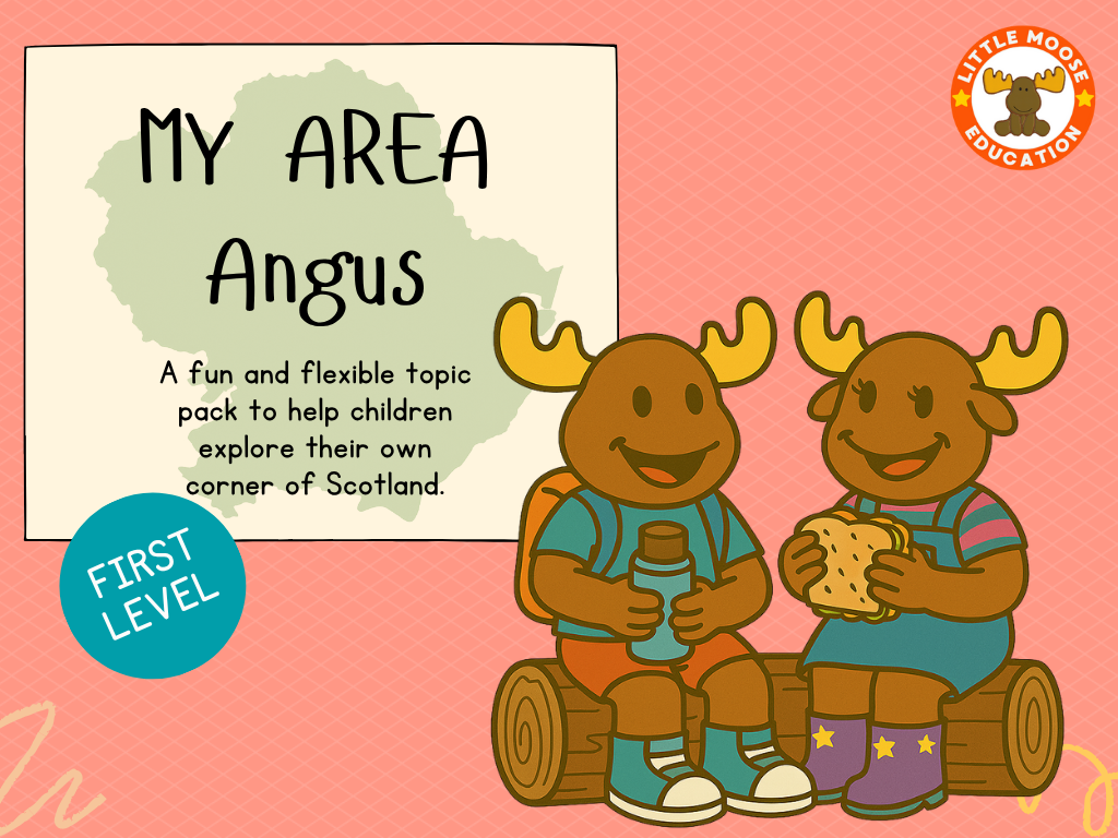 My Area – Angus digital topic pack front cover, Social Studies First Level, Curriculum for Excellence