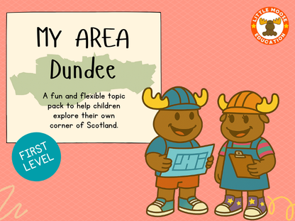 My Area – Dundee digital topic pack front cover, Social Studies First Level, Curriculum for Excellence