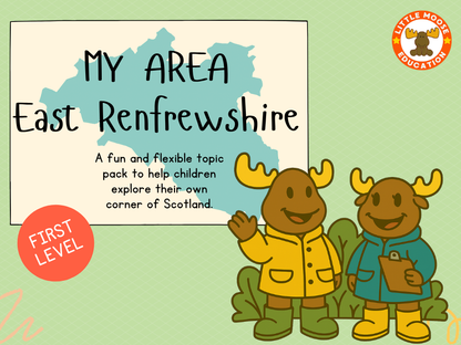 My Area – East Renfrewshire digital topic pack front cover, Social Studies First Level, Curriculum for Excellence