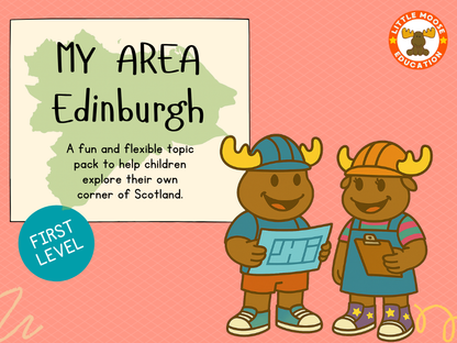 My Area – Edinburgh digital topic pack front cover, Social Studies First Level, Curriculum for Excellence