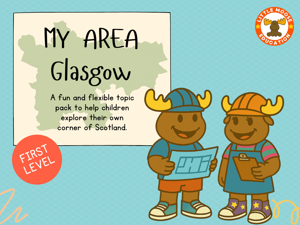 My Area – Glasgow digital topic pack front cover, Social Studies First Level, Curriculum for Excellence