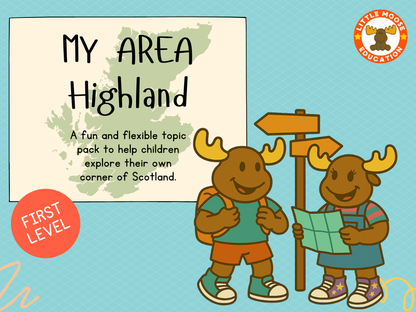 My Area – Highland digital topic pack front cover, Social Studies First Level, Curriculum for Excellence