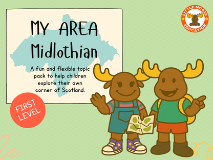 My Area – Midlothian digital topic pack front cover, Social Studies First Level, Curriculum for Excellence