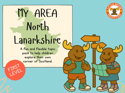 My Area – North Lanarkshire digital topic pack front cover, Social Studies First Level, Curriculum for Excellence