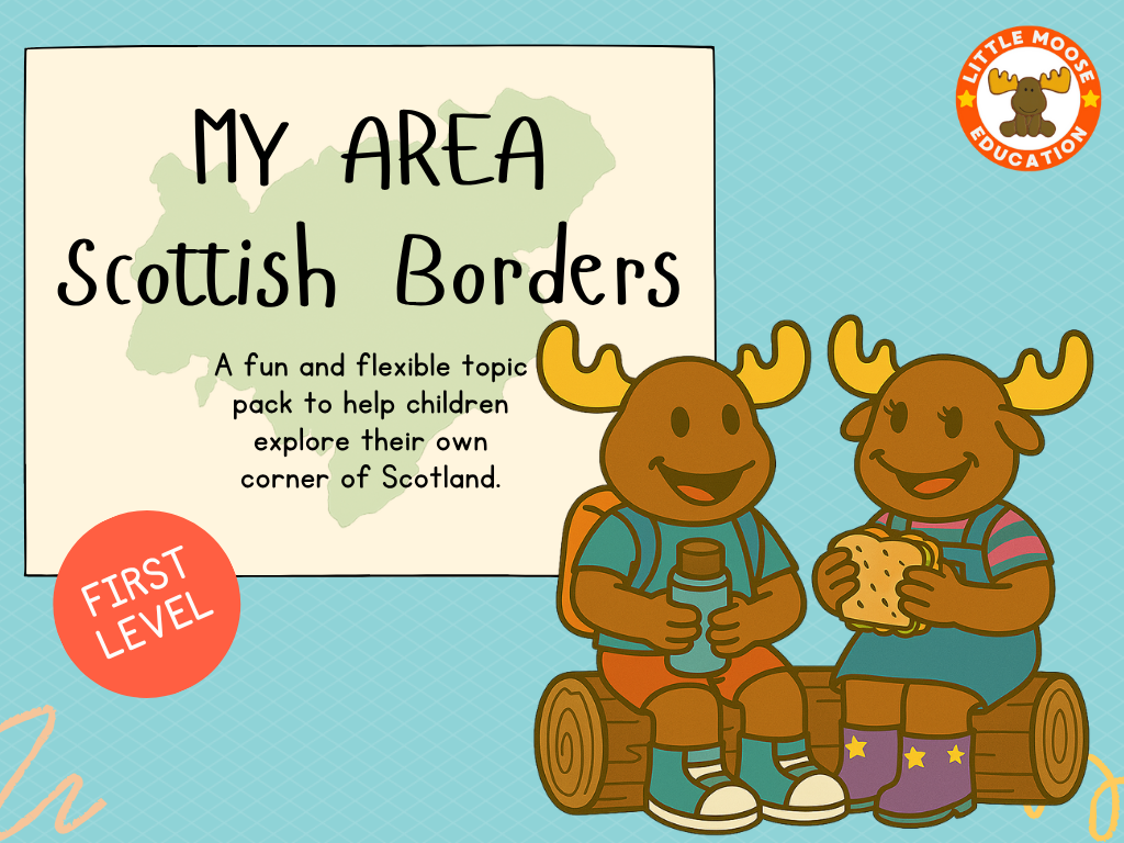 My Area – Scottish Borders digital topic pack front cover, Social Studies First Level, Curriculum for Excellence