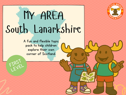 My Area – South Lanarkshire digital topic pack front cover, Social Studies First Level, Curriculum for Excellence